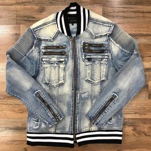<b>Lightweight</b> Denim <b>Jacket</b> for Men Short Sleeve Washed Outerwear Letter Print Casual Streetwear - Product Image 3