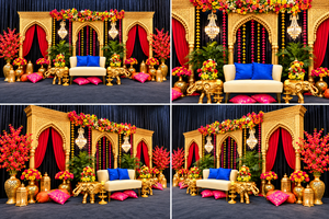 Marco de Fondo para Escenario de Boda Musulmana de Lujo con Grabados Dorados, Compre un Marco de Escenario para Boda Musulmana de Estilo Tradicional Marroquí en Australia - Product Image 6