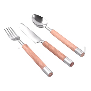 ชุดช้อนส้อมมีดด้ามไม้ชุดช้อนส้อมสแตนเลสแบบหรูหรา - Product Image 1