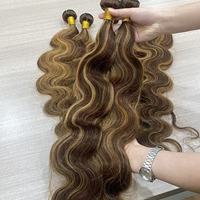 Extensions de cheveux naturels Remy 11A, tissage vietnamien, trame machine, pointes épaisses, couleur piano