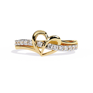 Anillos minimalistas de oro macizo de 14k para mujer con diseño de corazón y diamantes de corte redondo, ideales para regalo, compromiso, aniversario o boda. - Product Image 1