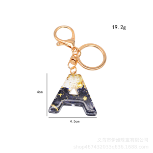 Women Girls' <b>Initial</b> Keychain Black Bag Keyring Sweet Charm Handcrafted Resin Technique Rechargeable High Quality Feng Shui - Product Image 2