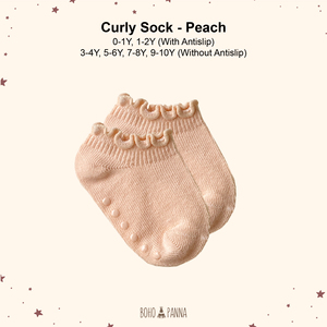 Chaussettes bouclées pour garçons et filles, couleur pêche, en tissu doux et respirant, offrant un confort flexible pour un usage quotidien, de 5 à 6 ans. - Product Image 1