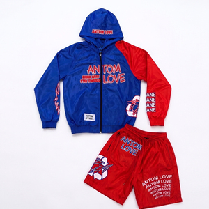 Conjunto de Chaqueta Cortavientos y Pantalones Cortos Deportivos Personalizados para Hombre, Traje Deportivo de Dos Piezas con Estampado por Sublimación en Nailon - Product Image 5