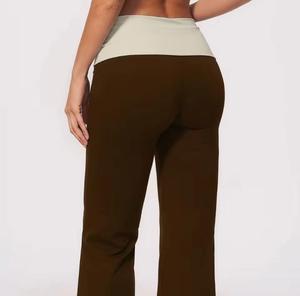 High Waist Full Length <b>Flared</b> Printed Breathable Stretch Polyester Knitted Striped Casual <b>Women's</b> All Seasons <b>Leggings</b> - Product Image 2