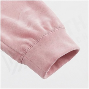 Women <b>Pink</b> Hooded <b>Tracksuit</b> Set Full Sleeve Solid Color Casual Jogger Pants With Side Pockets Midweight Polyester Autumn Wear - Product Image 6