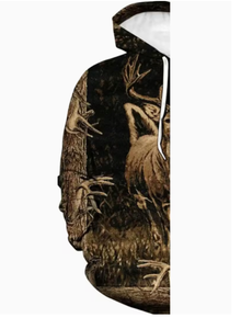 Sweat-shirt à capuche camouflage cerf pour homme, imprimé animalier forestier, veste à capuche pour activités de plein air, sweat-shirt de chasse personnalisé pour homme - Product Image 4