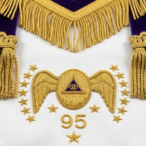 Custom <b>Purple</b> Masonic Apron with Gold Fringe & Embroidered Symbolic Emblem – Vintage Formal Freemason Regalia Accessory - Product Image 3