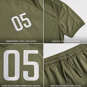 High Quality Men's Olive Green Blank Soccer Jersey Quick Dry Crew Neck Football Training Shirt - Product Image 4
