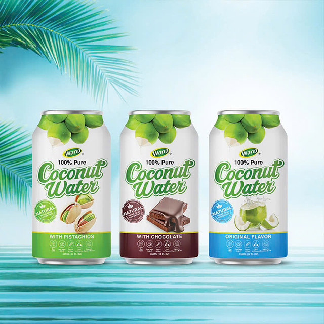 Top Trending Flavored Coconut Water 355ml Electrolytes-Rich Fruity Taste Ready Drink Soft Drinks OEM/ODM Wana Beverage No