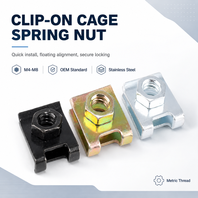 M4 M5 M6 M8 Stainless Steel Cage Nut Rack Clip Nut Spring Nut for 19 Inch Server Cabinet Equipment Rack Mounting