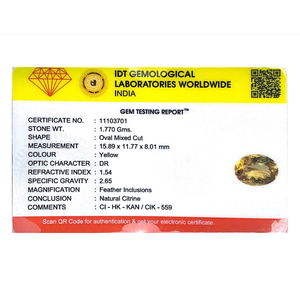 Natural Faceted Citrine Gemstone 8.85 Carat Certified Wholesale Yellow Oval - Product Image 4