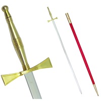 Épée Cérémonielle Universelle Premium avec Poignée Dorée et Fourreau Rouge – Ensemble de Régalia Maçonnique Royal pour Garde d'Honneur et Accessoire d'Uniforme de Défilé