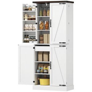 Mobile da Cucina Moderno in MDF di Quercia Stile Rustico Barn 75,4 cm x 39,9 cm x 182,9 cm con Ripiani Regolabili - Product Image 2