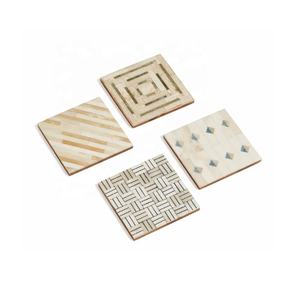 Posavasos cuadrado con incrustaciones de hueso de diseño de alta calidad, Juego de 4 té, café, oficina, bebida, utensilios de cocina, posavasos de comedor, regalo para boda - Product Image 3