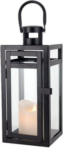 <b>Small</b> Black Candle <b>Lantern</b> Metal Tempered Glass Candle Holder for Garden Home Decoration <b>Lantern</b> Candle Holder - Product Image 4