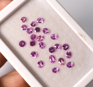 ชุดอัญมณีแซฟไฟร์สีชมพูธรรมชาติต่างหูแบบหลวมขนาดเล็กมากชุดอัญมณีสำหรับทำเครื่องประดับ - Product Image 4