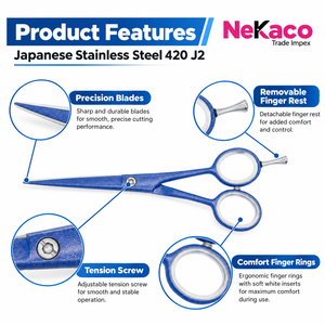 Ciseaux de coiffure professionnels japonais en acier inoxydable 420 J2, poignée ergonomique, dureté 55-56HRC, pour coiffeurs et barbiers - Product Image 2