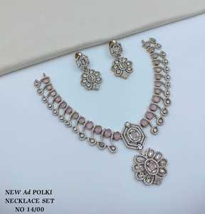 Silver Plated Brass Certified Women's Bridal <b>Set</b> Choker Necklace Drop Earrings Tikka Ethnic Zircon Trendy Wedding Engagement - Product Image 1