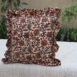 Vintage Floral Cotton Raffle Cushion <b>Covers</b> Bohemian <b>Throw</b> Pillows Handprinted Boho Trim <b>Sofa</b> Bed Pillow <b>Cover</b> Indian Cushion - Product Image 4