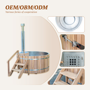 Jacuzzi Exterior de Madera Rústica con Calefacción e Interior de Acero Inoxidable para una <span class=keywords><strong>Experiencia</strong></span> de Spa de Lujo en el Patio Trasero - Product Image 5