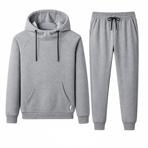 Ensemble de survêtement gris à capuche pour femme, sweat-shirt décontracté à manches longues de couleur unie avec pantalon à cordon de serrage et poches latérales - Product Image 2