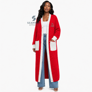 Delta | Sigma | Theta Sorority Women's Long Cardigan Embroidered <b>Cable</b> Knit Duster Acrylic Sweater Open Front Maxi Greek Apparel - Product Image 4