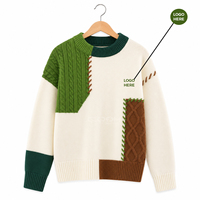 Cardigan patchwork Cosh International Sisterhood Sorority, col rond, manches longues, couleurs contrastées, pull décontracté, design automnal