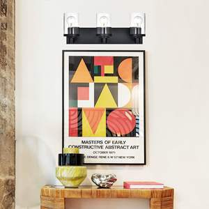 Luminaire de vanité de salle de bain Vintage à 5 lumières abat-jour en verre transparent noir pour cuisine salon commode chambre couloir éclairage - Product Image 1