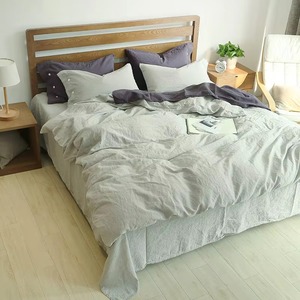 Parure de lit moderne en lin beige uni, respirante et à volants, pour la maison - Product Image 6