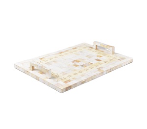 Plateau de service rectangulaire luxueux en nacre incrustée, fait main, pour la décoration de la maison, la cuisine, la salle à manger, l'ottoman, le café - Product Image 1