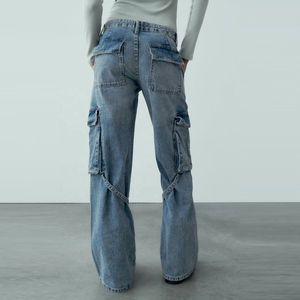 Pantalones Vaqueros Modernos para Mujer con Paneles Adornados con Joyas, Pantalones Anchos de Mezclilla para Mujer, Estilo Y2K, Pantalones Vaqueros Acampanados para Mujer - Product Image 3
