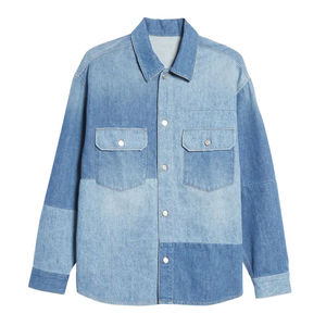 Chemises décontractées pour hommes en coton denim tricoté à manches longues, dernier design, avec logo personnalisé, écologiques et respirantes - Product Image 6