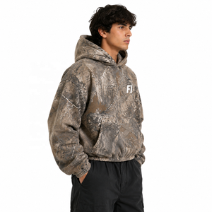 OEM Heavyweight Oversized Camouflage <b>Hoodie</b> Custom Puffer-Style Streetwear Bulk Printed Pullover Wholesale Men's Jackets Supply - Product Image 4