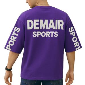 เสื้อยืดแขนสั้นโอเวอร์ไซส์แบบลำลองแนวสปอร์ตสำหรับผู้ชายมีสไตล์100% ไหล่ตกผ้าฝ้าย260กรัมเฮฟวี่เวทพิมพ์ลายด้านหลัง - Product Image 1