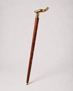 Canne de marche sculpturale en métal, bâton de marche en bois poli, élégante canne de gentleman, style vintage décoratif, fabriquée à la main - Product Image 3
