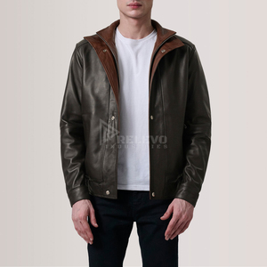 RELEVO INDUSTRY Men's Eco-friendly High Street Quilted Moto <b>Jacket</b> Slim Fit Polyester Shell <b>Winter</b> Outerwear Windproof - Product Image 1