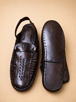 Sepatu Kasual Model 005 Qureshi Trading Company, Kulit Asli Rajut Coklat, Nyaman, Anyaman Tangan, dengan Gesper