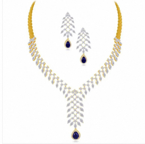 Conjunto de collar de diamantes de diseño moderno y calidad premium, oro amarillo de 14 quilates con corte de pera para bodas, a precio de mayoreo desde India. - Product Image 1