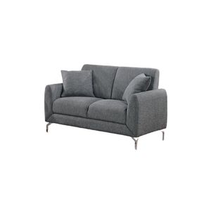 Elegante Juego de Sofá de 2 Piezas en Tela Gris Oscuro Tipo Arpillera, Diseño Acogedor, Sofá de Dos Plazas Afelpado con Almohadas para Mayor Comodidad en la Sala de Estar - Product Image 5