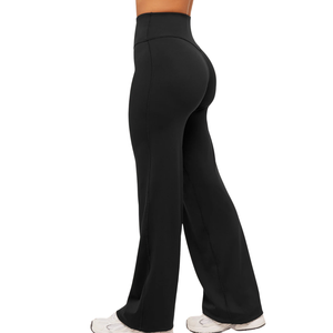 Pantalon de yoga taille haute pour femme, coupe large, noir, sans coutures, ample, pour la gym, l'entraînement et les loisirs sportifs confortables - Product Image 3