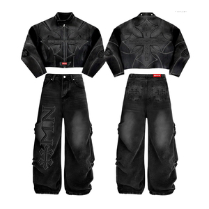 Conjunto Deportivo Informal Transpirable con Estampado, Sudadera con Capucha y Cremallera Completa Negra, Pantalones, 100% Algodón, Corte Regular, Unisex para Adultos - Product Image 2
