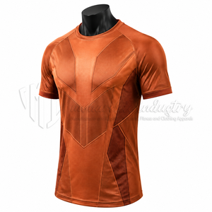 Camiseta de Fútbol Personalizada Unisex Naranja de Manga Corta con Estampado Geométrico Sublimado, Absorbente de Humedad, Ajustada, 100% Poliéster Antibacteriano - Product Image 3