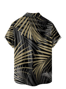 Chemise décontractée à manches courtes en satin tricoté respirant, style vacances hawaïennes, imprimée sur mesure pour hommes, idéale pour l'été et la plage, chemises Aloha bleues - Product Image 2