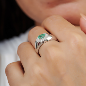 Custom Design 925 Sterling <b>Silver</b> 100% Authentic <b>Emerald</b> Gemstone Dome <b>Ring</b> Fine Jewelry Accessories Unisex - Product Image 4