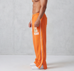 Pantalon de survêtement décontracté en molleton pour homme Regal Three Llc, orange, avec boutons latéraux, imprimé « Live Your Dream », taille élastique et cordon de serrage - Product Image 3