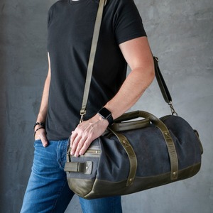 Bolsa de Viaje de Fin de Semana de Gran Capacidad con Cierre de Cremallera, de Lona y Cuero Premium, Modelo LCTB-0012 - Product Image 3