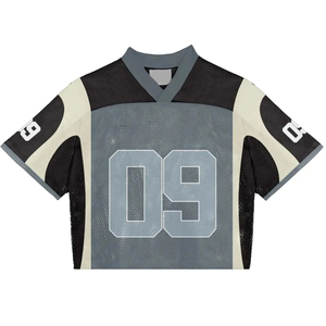 Maillot de football américain blanc personnalisé avec numéro 90, bordure rouge et jaune, col en V, manches courtes, maille respirante, uniforme d'équipe unisexe - Product Image 5