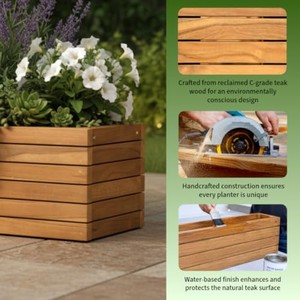 Pot de fleurs en spirale en teck artisanal - Vente en gros depuis l'Inde - Product Image 3