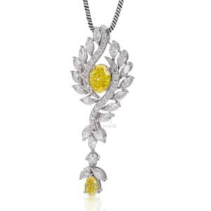 Collier pendentif floral en diamant jaune cultivé en laboratoire, coupe marquise, poire, ovale, bijoux fins élégants et luxueux, cadeau pour femme - Product Image 5